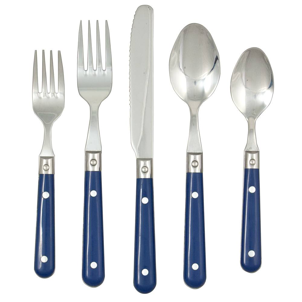 Ginkgo International Stainless Collection 5-Piece LePrix Bright Blue Flatware Set