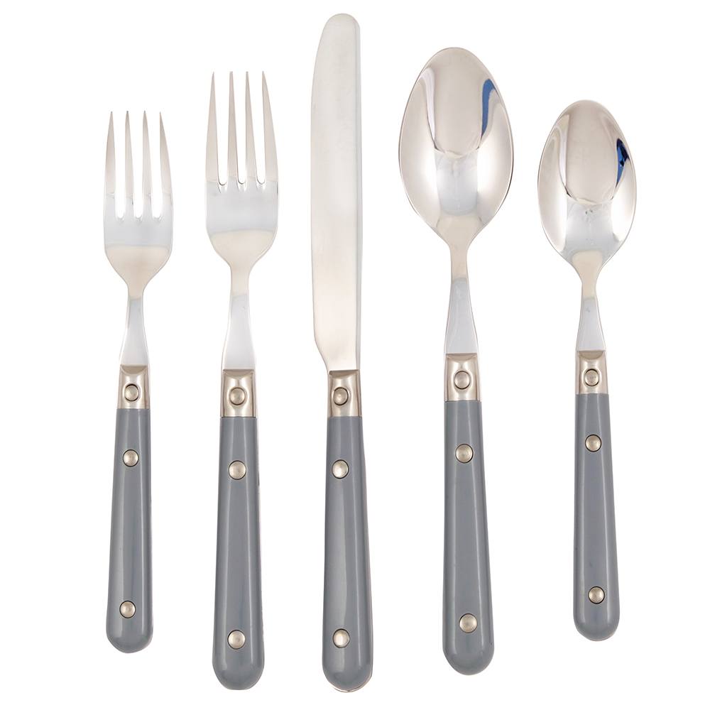 Ginkgo International Stainless Collection 5-Piece LePrix Gray Flatware Set