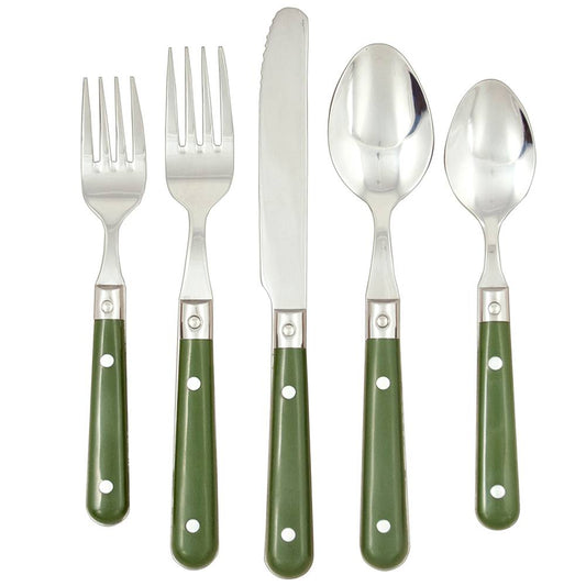 Ginkgo International Stainless Collection 5-Piece LePrix Moss Green Flatware Set