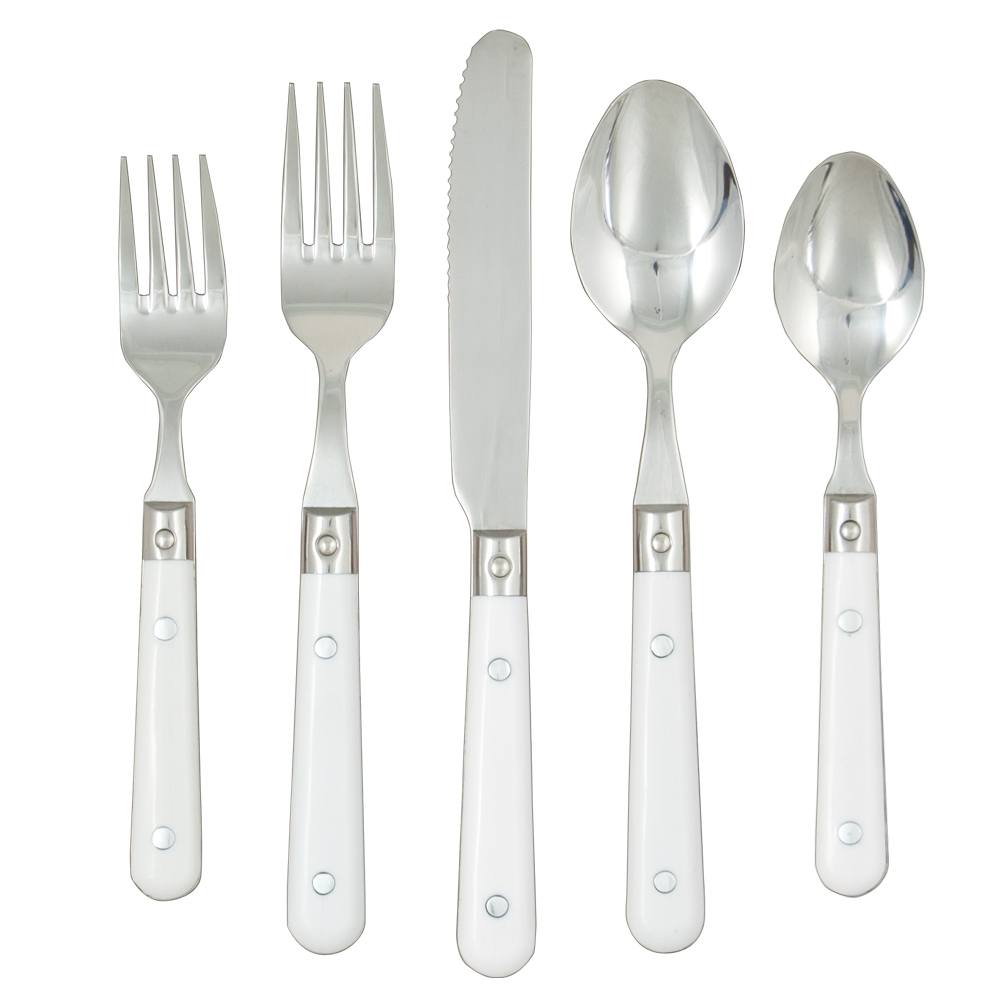 Ginkgo International Stainless Collection 5-Piece LePrix White Flatware Set