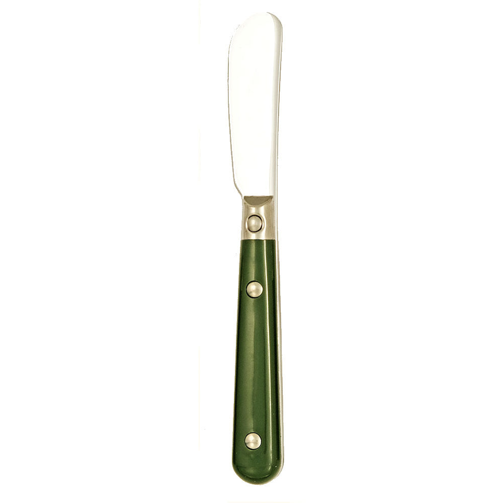 Ginkgo International Stainless Collection LePrix Moss Green Butter Spreader