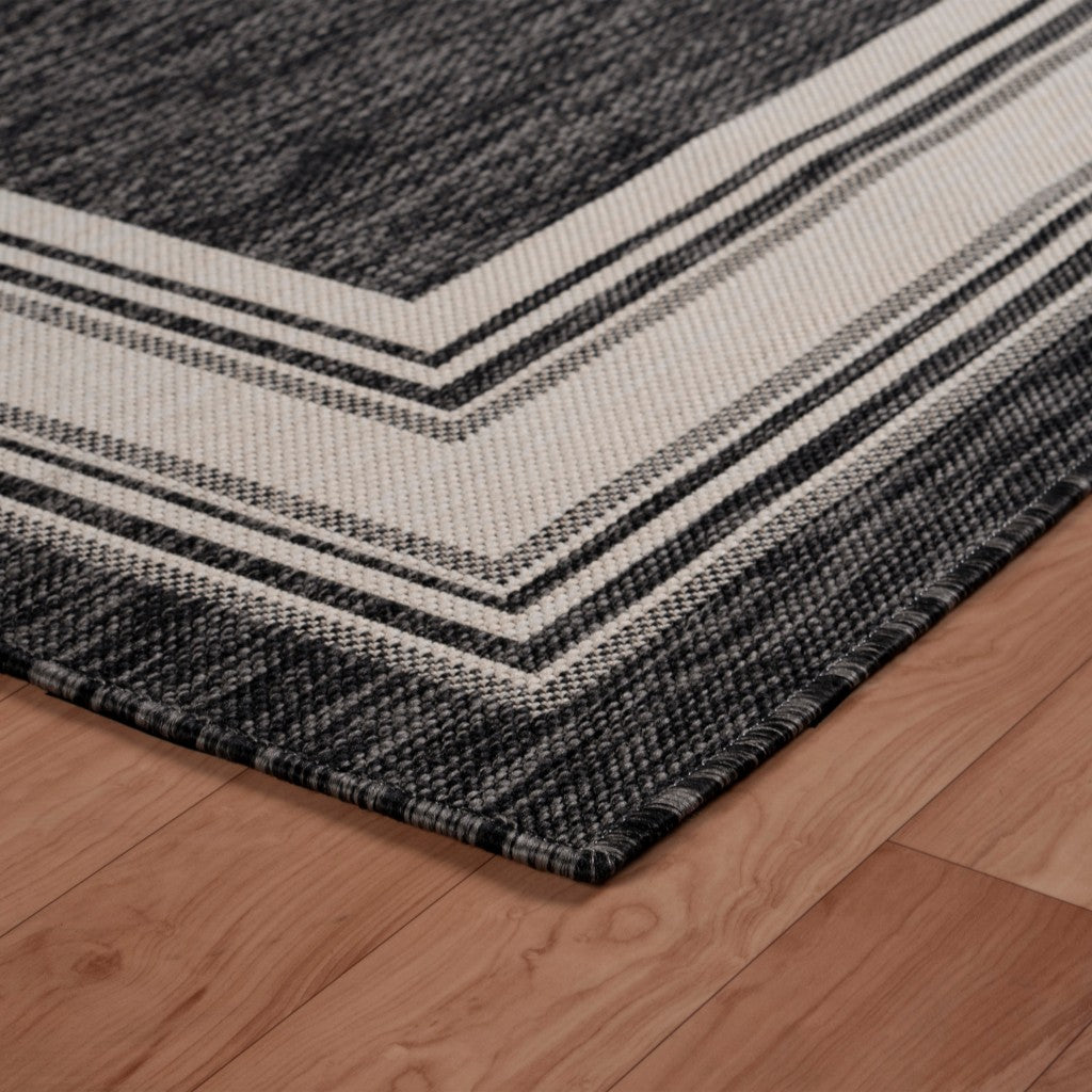 Gray Framed 8' x 10' Indoor Outdoor Area Rug