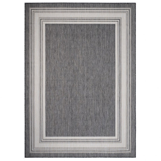 Gray Framed 8' x 10' Indoor Outdoor Area Rug
