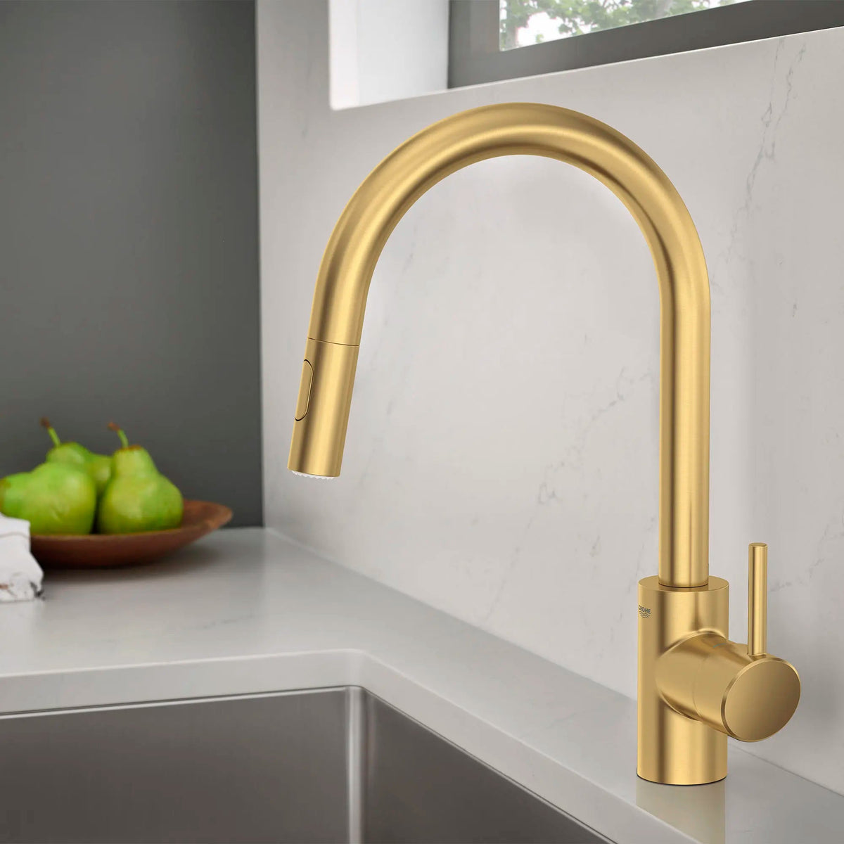 Grohe Concetto™ 1.75 GPM Single-Handle Dual Spray Brushed Cool Sunrise Pull-Down Kitchen Faucet