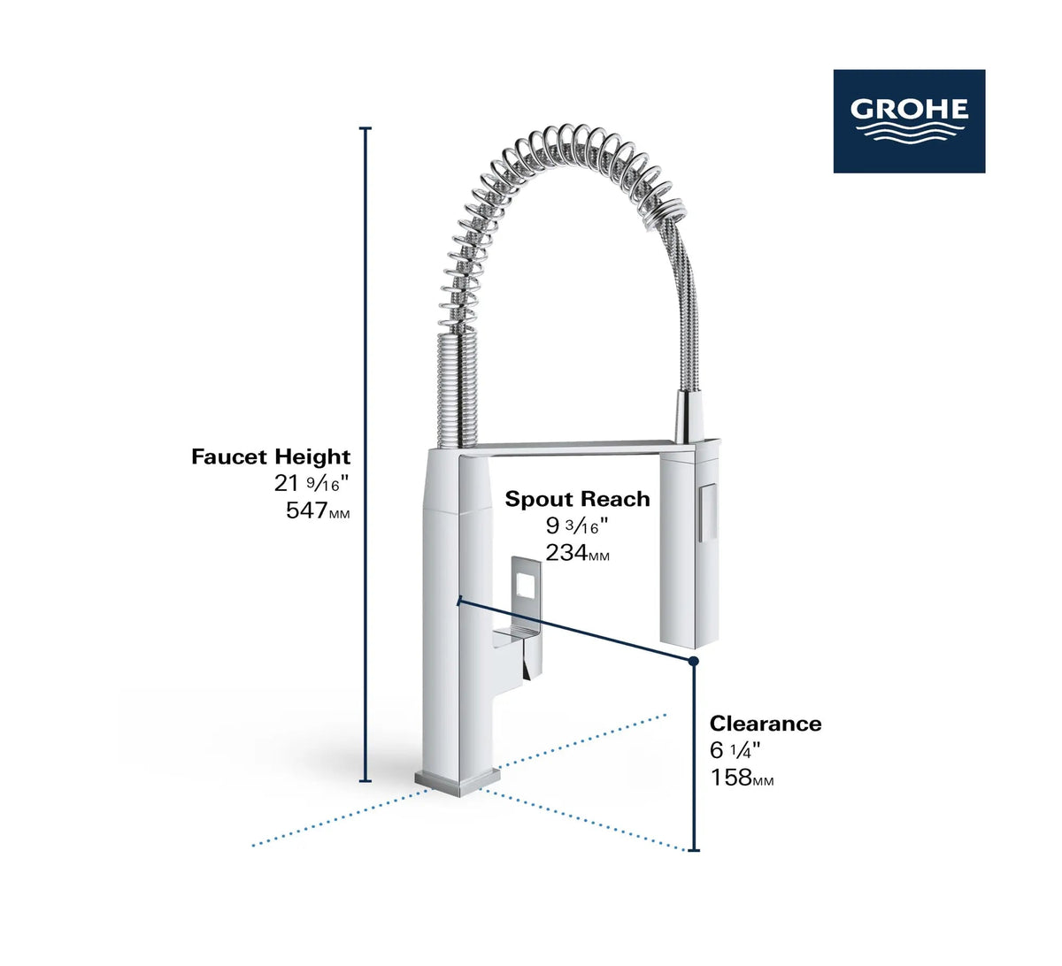 Grohe Eurocube® 1.75 GPM Semi-Pro Dual Spray Single-Handle StarLight Chrome Kitchen Faucet