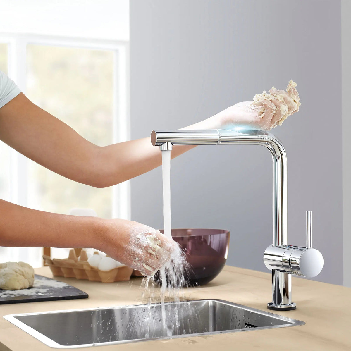Grohe Minta® 1.75 GPM Single-Handle Dual Spray Pull-Down StarLight Chrome Kitchen Faucet