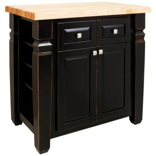 Hardware Resources Loft 34" Aged Black Furniture-Style Kitchen Island