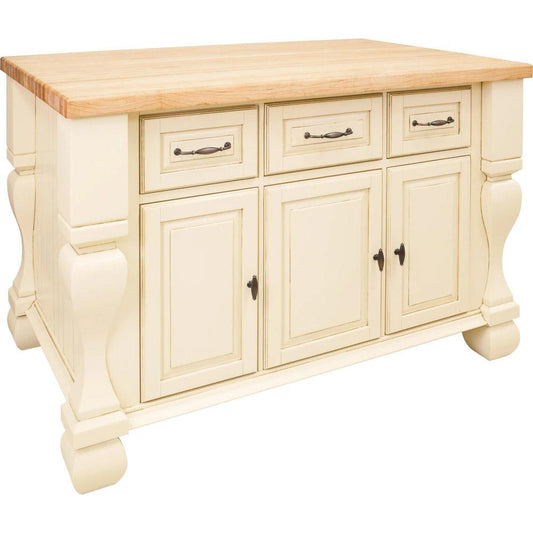 Hardware Resources Tuscan 52-5/8" Antique White Furniture-Style Kitchen Island