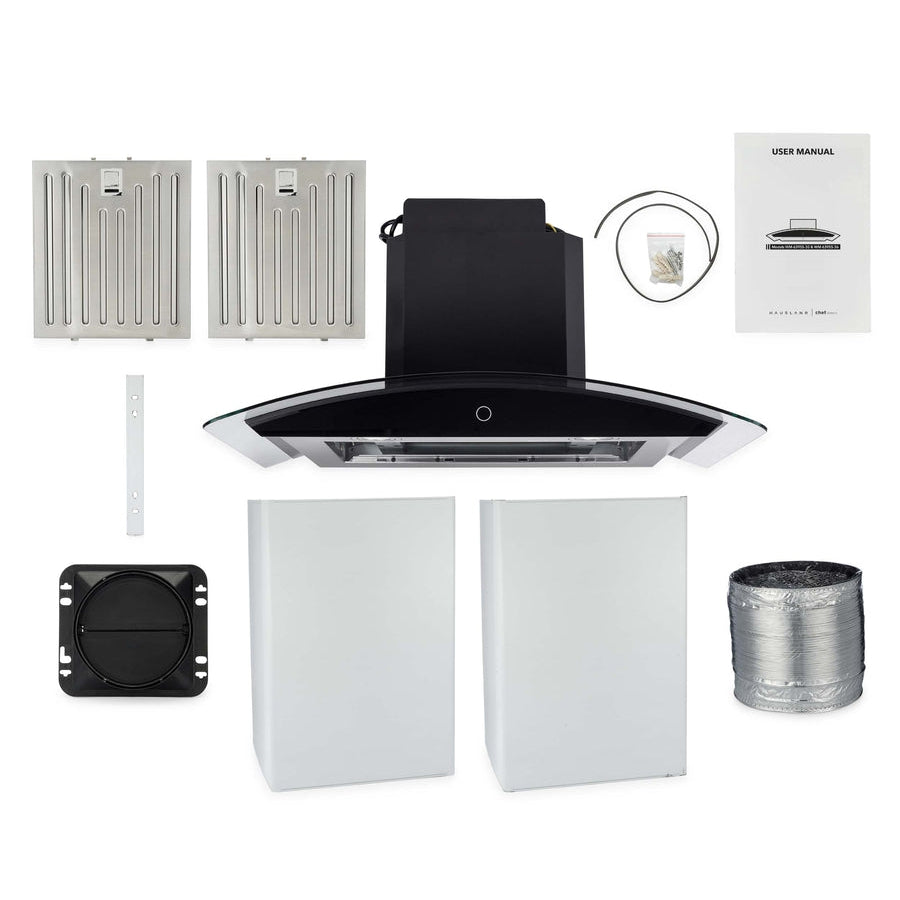 Hauslane Chef Series WM-639SS-30 Stainless Steel and Onyx Black Panel Wall Mounted Ductless Range Hood