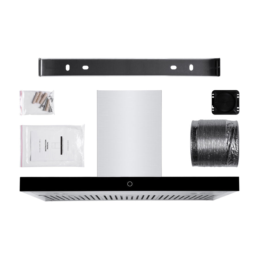 Hauslane Chef Series WM-739SS-30 Stainless Steel and Onyx Black Panel Wall Mounted Ductless Range Hood