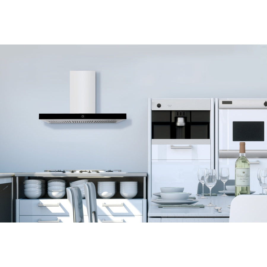 Hauslane Chef Series WM-739SS-36 Stainless Steel and Onyx Black Panel Wall Mounted Ductless Range Hood