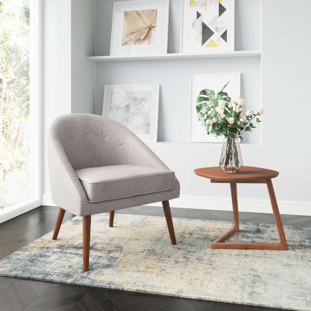 HomeRoot Wooden Deep Chair in Light Gray Finish