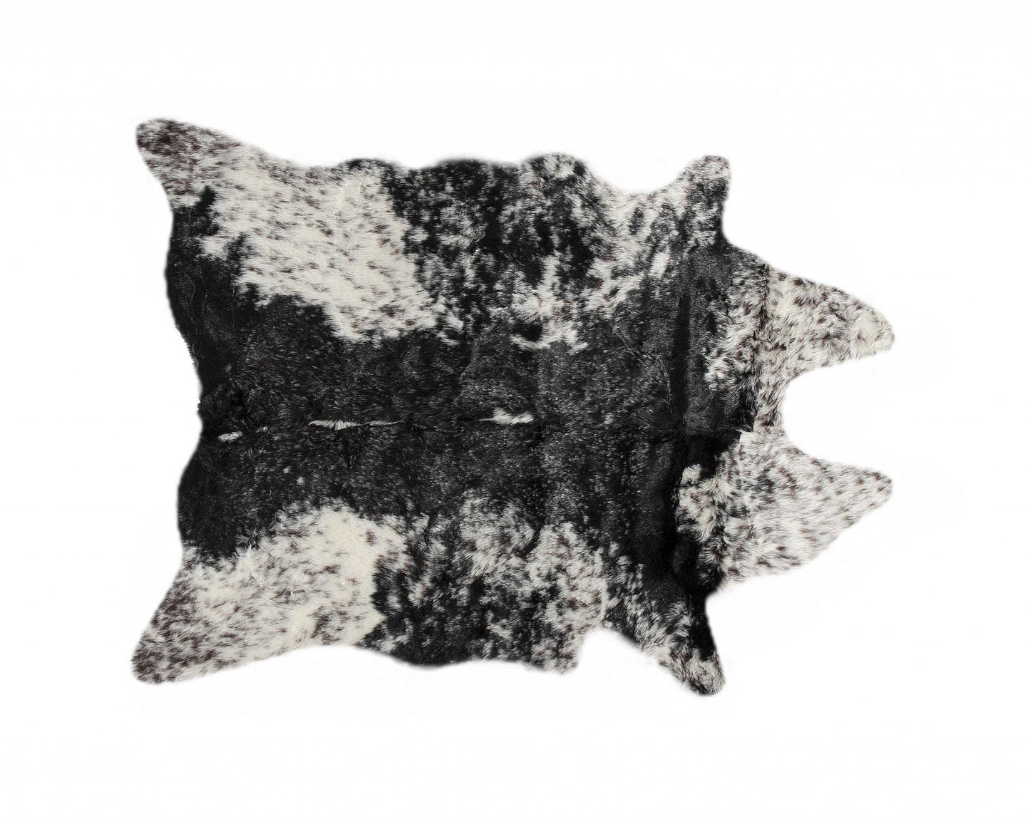 HomeRoots 0.8" x 90" x 63" Acrylic Plush Polyester S&P Black White Rug