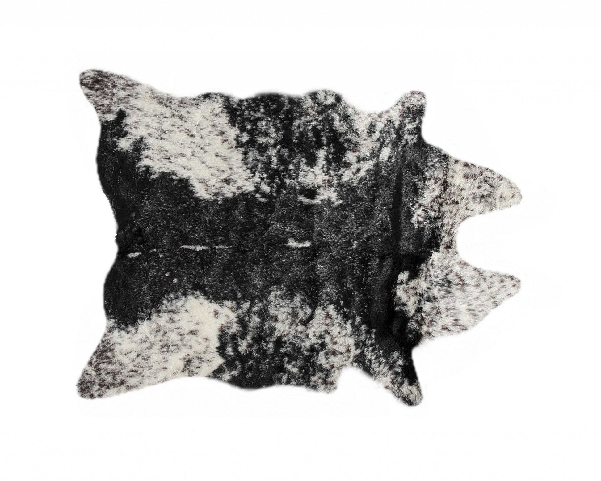 HomeRoots 0.8" x 90" x 63" Acrylic Plush Polyester S&P Black White Rug