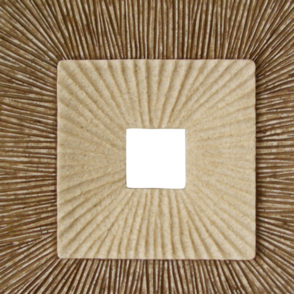 HomeRoots 1 x 14 x 14 Brown Concave Square Double Layer Ribbed Wall Plaque Set of 2