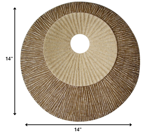 HomeRoots 1 x 14 x 14 Brown Round Ribbed Wall Plaque