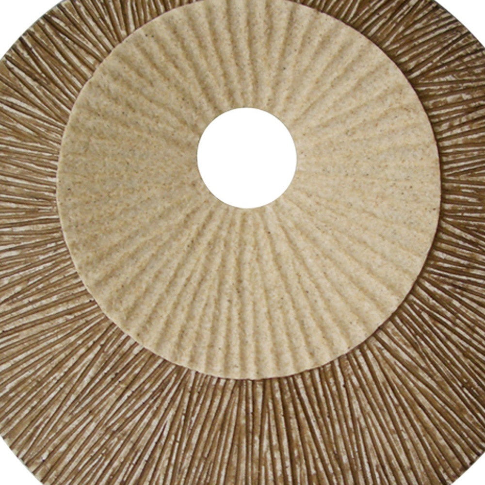 HomeRoots 1 x 14 x 14 Brown Round Ribbed Wall Plaque