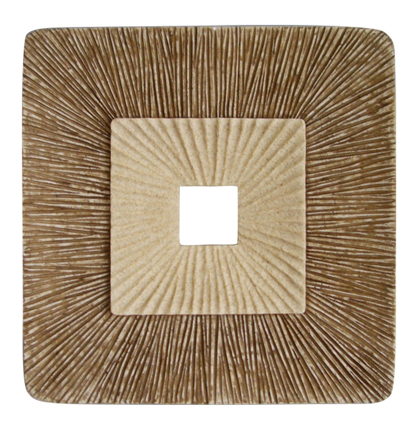 HomeRoots 1 x 19 x 19 Brown Concave Square Double Layer Ribbed Wall Plaque
