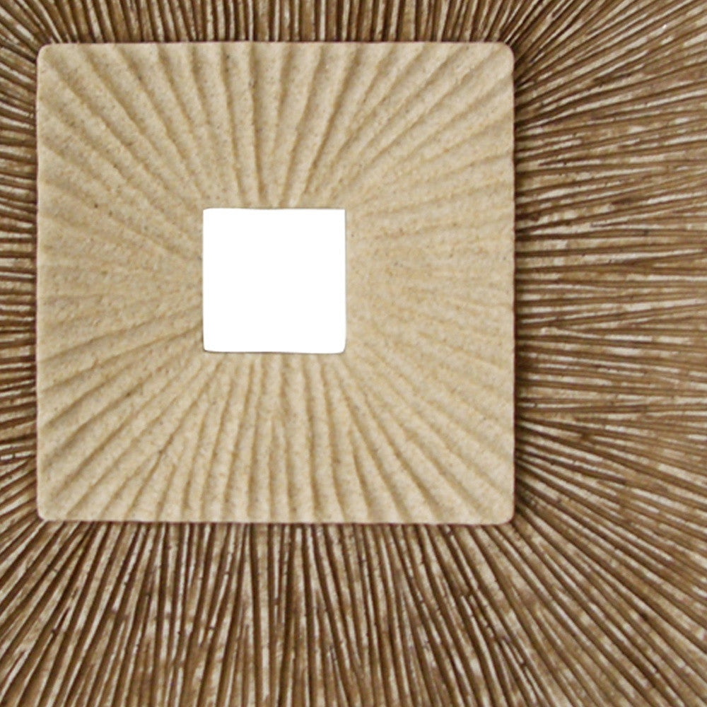 HomeRoots 1 x 19 x 19 Brown Concave Square Double Layer Ribbed Wall Plaque