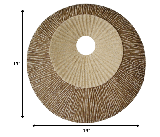 HomeRoots 1 x 19 x 19 Brown Round Double Layer Ribbed Wall Plaque