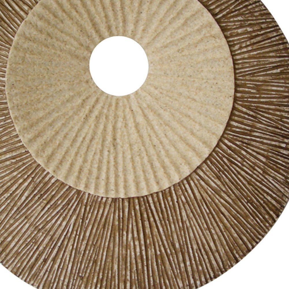 HomeRoots 1 x 19 x 19 Brown Round Double Layer Ribbed Wall Plaque