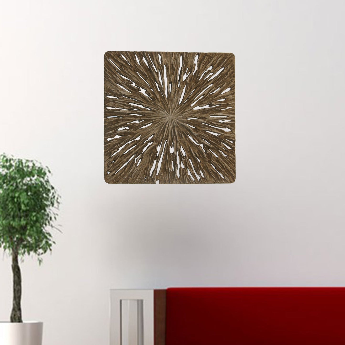 HomeRoots 1 x 19 x 19 Brown Square Rotten Wood Wall Decor