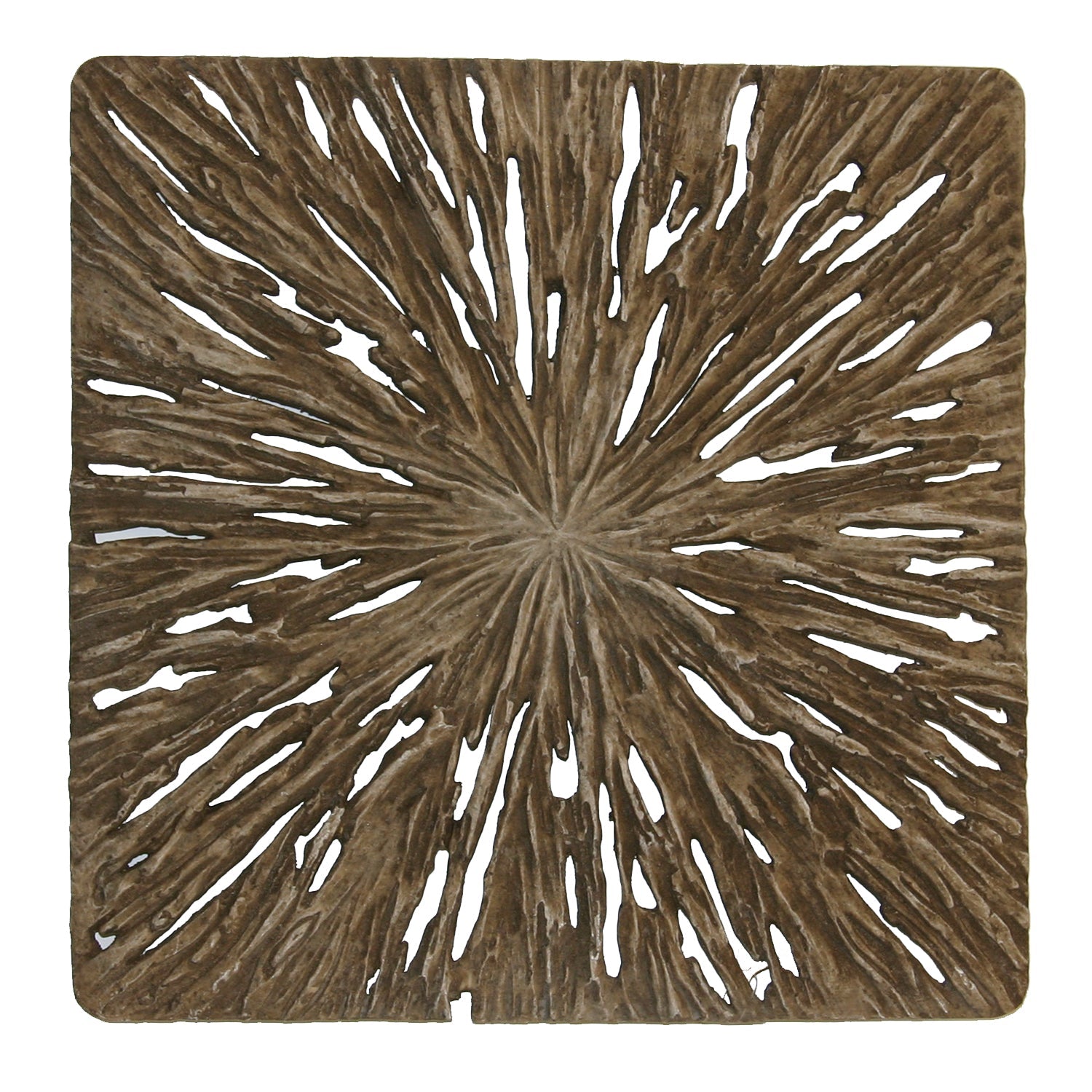 HomeRoots 1 x 19 x 19 Brown Square Rotten Wood Wall Decor