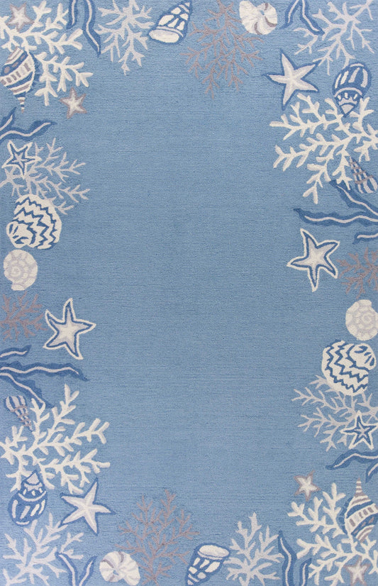 HomeRoots 1' x 2' Polyester Sea Blue Area Rug
