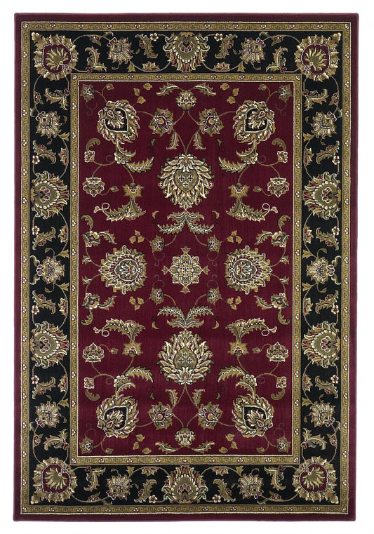 HomeRoots 1' x 2' Red or Black Medieval Inspired Area Rug