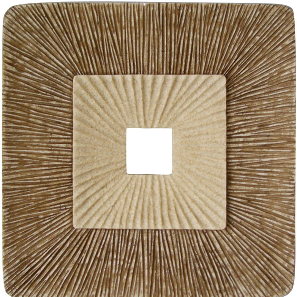 HomeRoots 1 x 26 x 26 Brown Concave Square Double Layer Ribbed Wall Plaque
