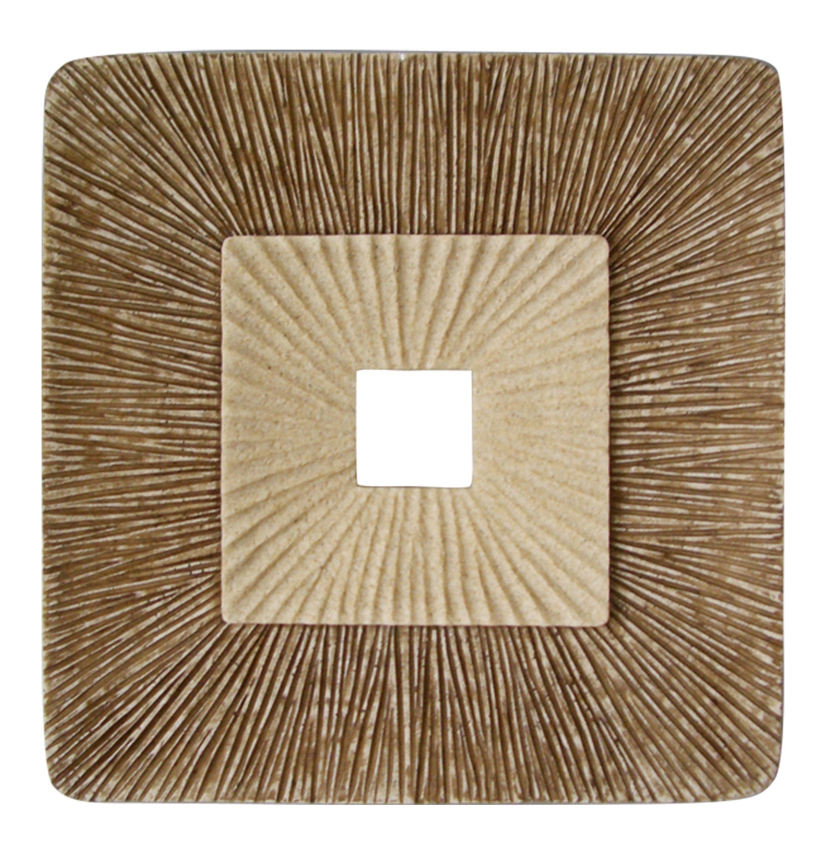 HomeRoots 1 x 26 x 26 Brown Concave Square Double Layer Ribbed Wall Plaque