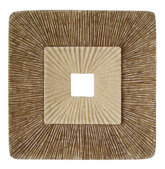 HomeRoots 1 x 26 x 26 Brown Concave Square Double Layer Ribbed Wall Plaque