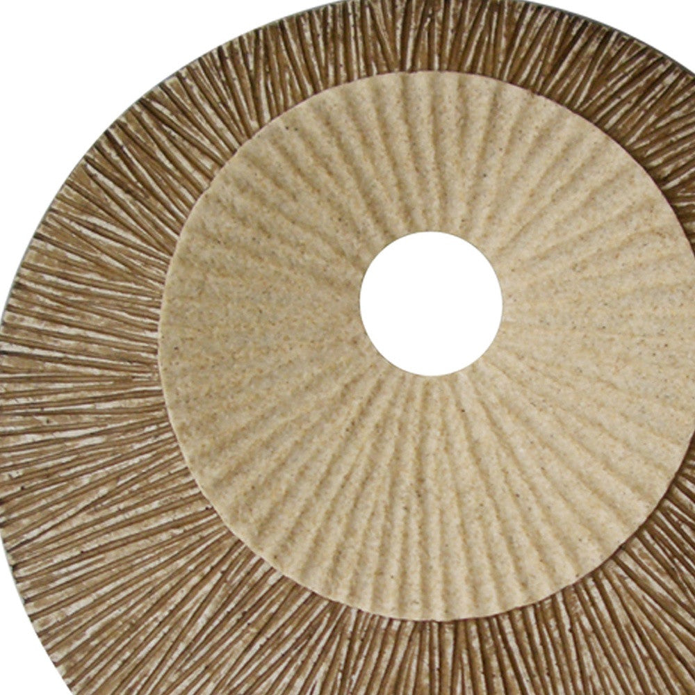 HomeRoots 1 x 26 x 26 Brown Round Double Layer Ribbed Wall Plaque