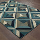 HomeRoots 1' x 3' Blue Grey Machine Woven Geometric Indoor Area Rug