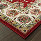 HomeRoots 1' x 3' Red Ivory Machine Woven Floral Oriental Indoor Area Rug