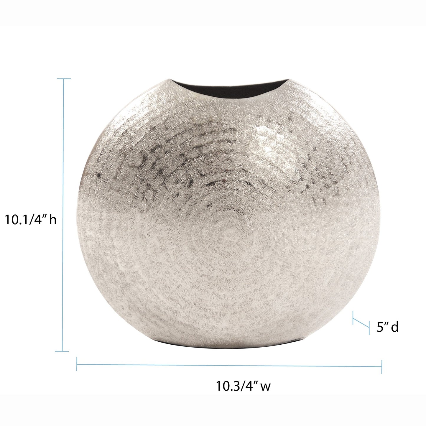 HomeRoots 10' Hammered Silver Disc Shape Decorative Vase