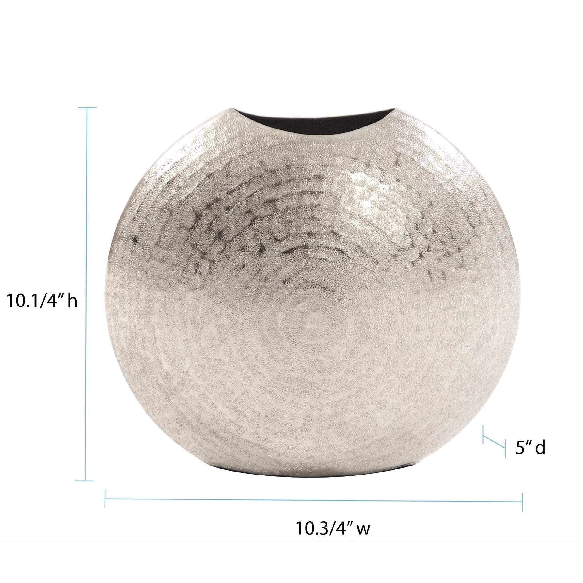 HomeRoots 10' Hammered Silver Disc Shape Decorative Vase