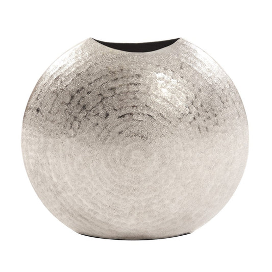 HomeRoots 10' Hammered Silver Disc Shape Decorative Vase