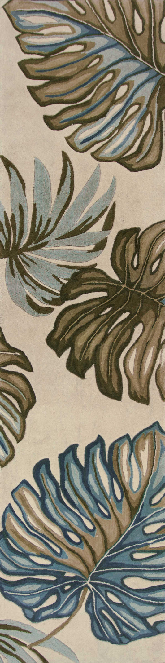 HomeRoots 10' Ivory Hand Tufted Tropical Monstera Indoor Runner Rug