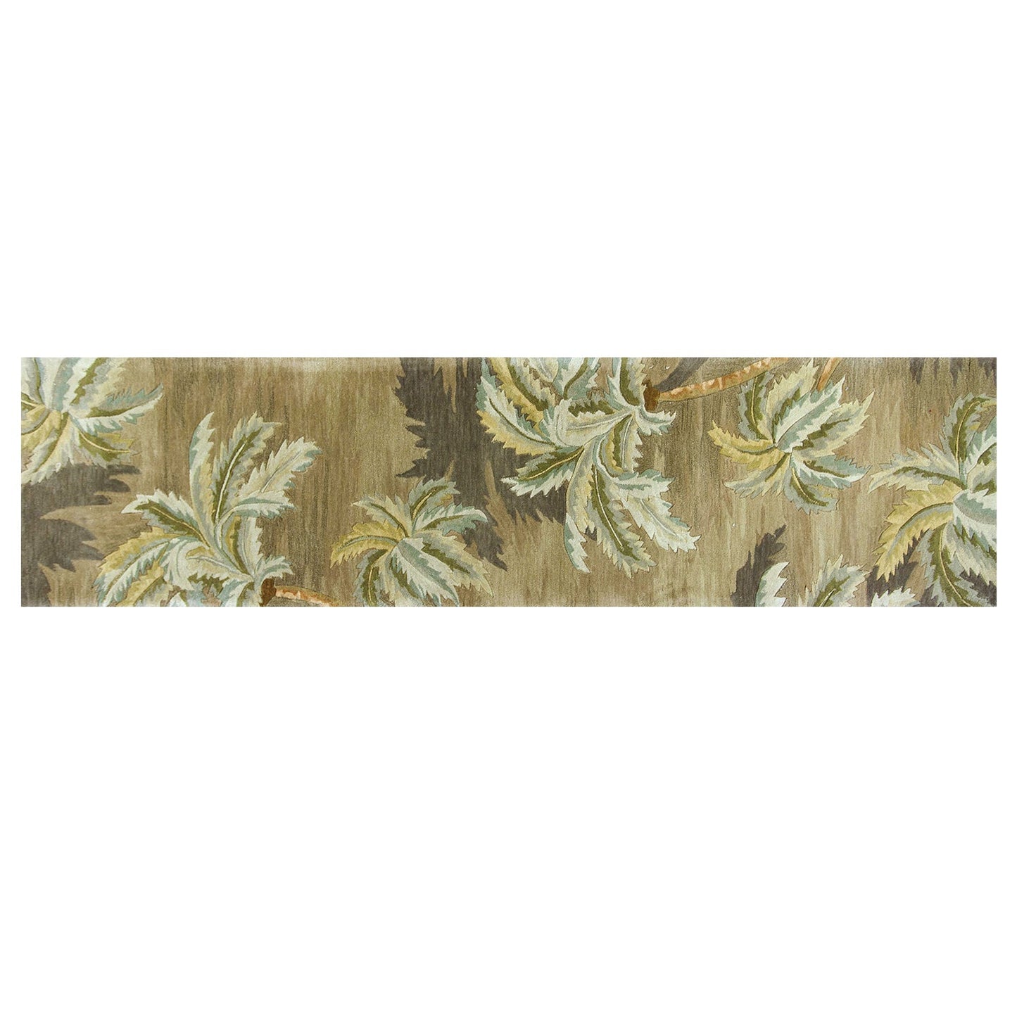 HomeRoots 10' Moss Green Hand Tufted Tropical Trees Indoor Runner Rug
