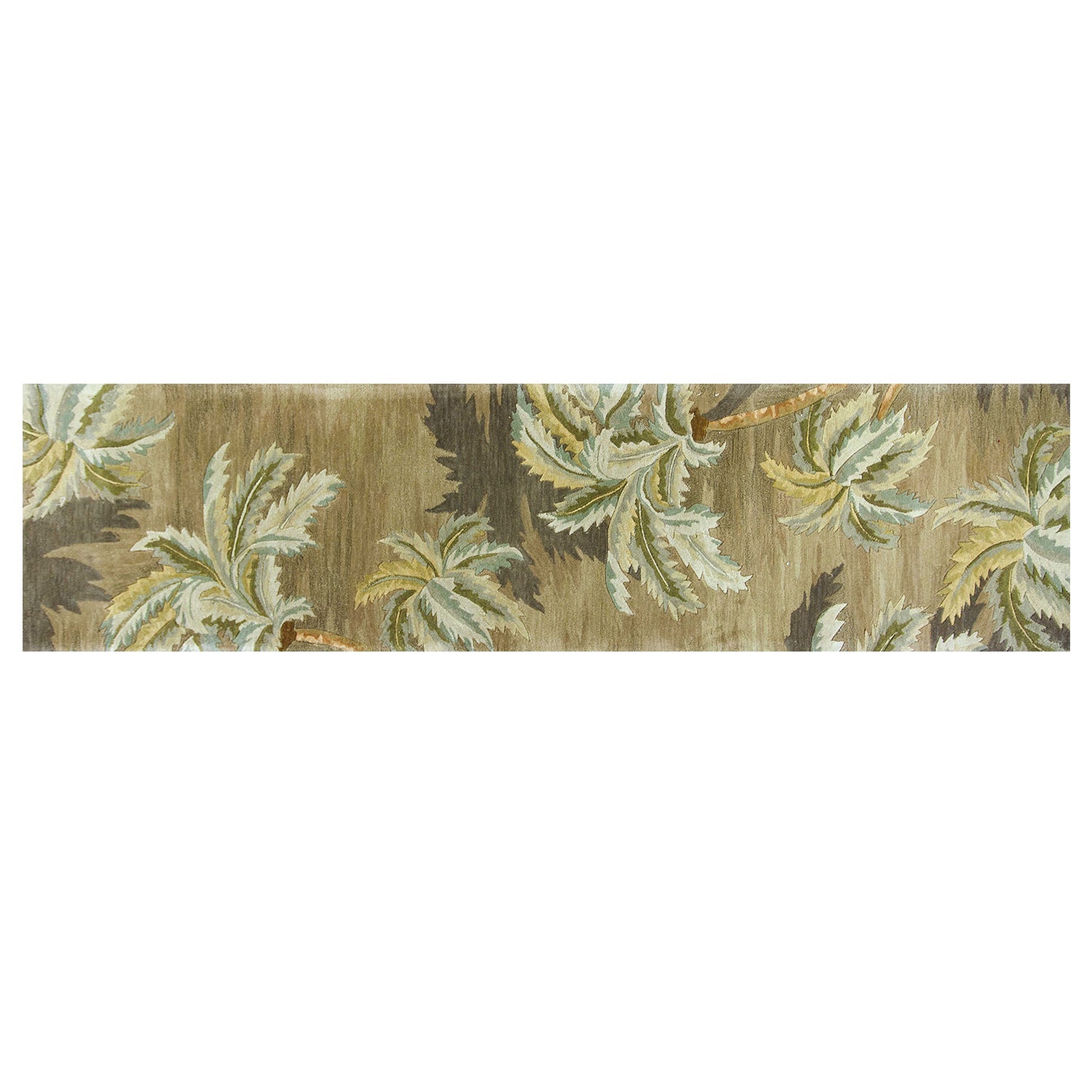HomeRoots 10' Moss Green Hand Tufted Tropical Trees Indoor Runner Rug
