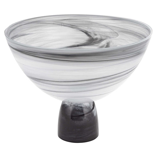 HomeRoots 10" Mouth Blown Polish Glass Footed Centerpiece Bowl