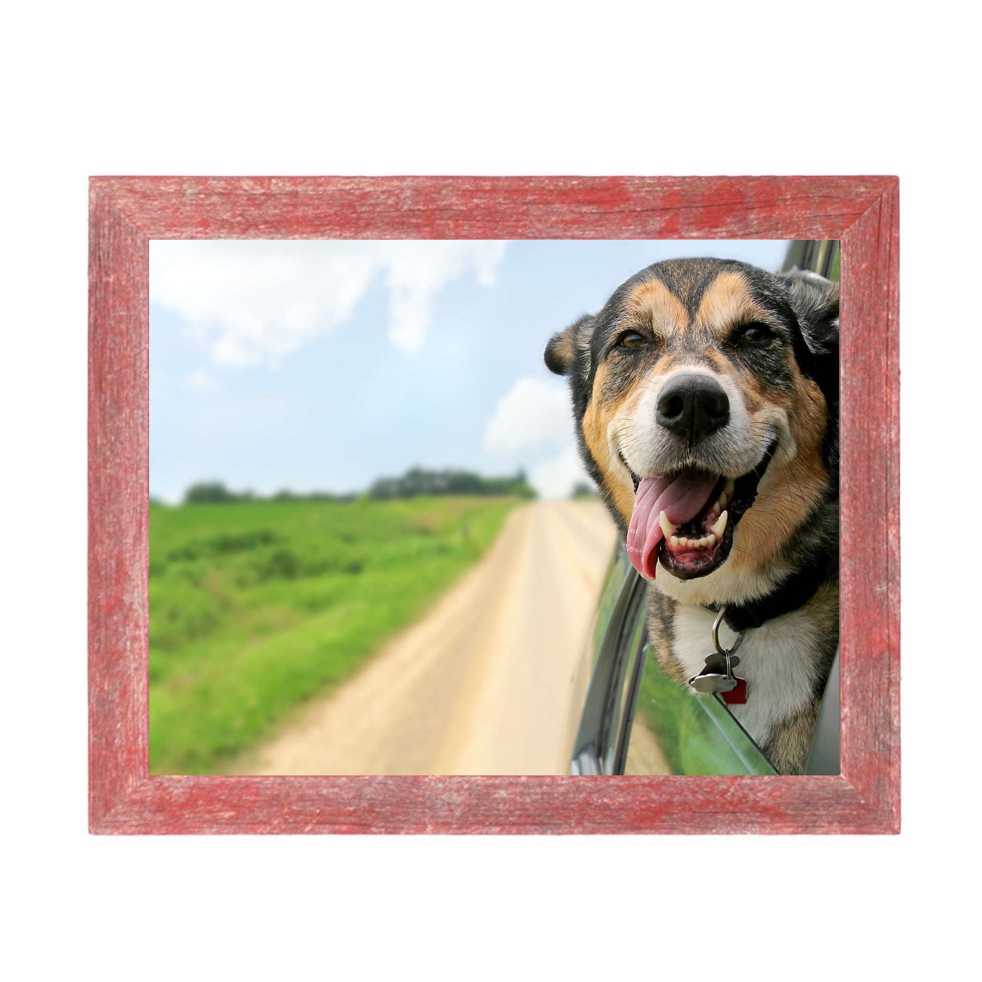 HomeRoots 10” x 10” Rustic Farmhouse Red Wood Frame
