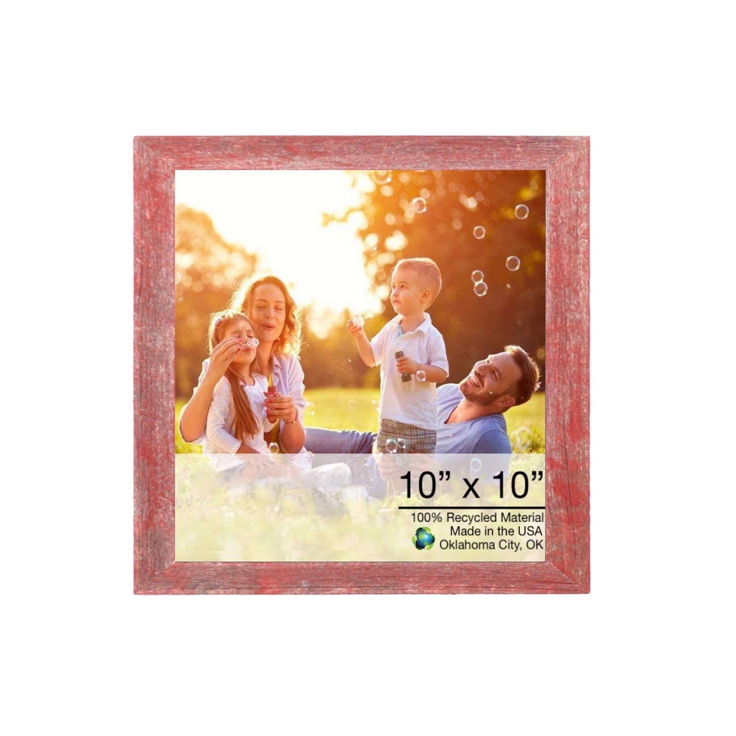 HomeRoots 10” x 10” Rustic Farmhouse Red Wood Frame