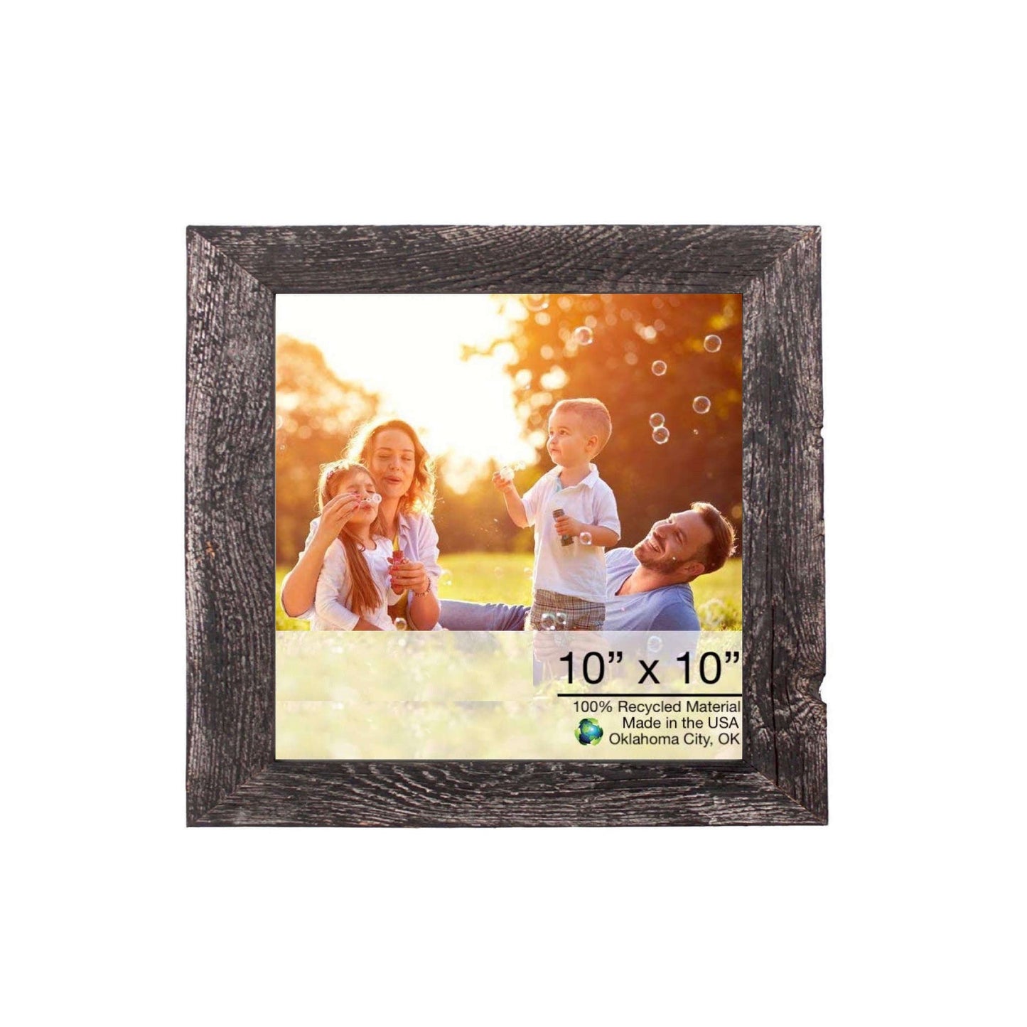 HomeRoots 10" x 10" Rustic Smoky Black Picture Frame