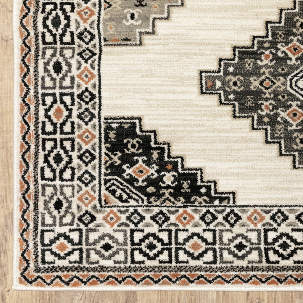 HomeRoots 10' x 13' Abstract Ivory and Gray Geometric Indoor Area Rug