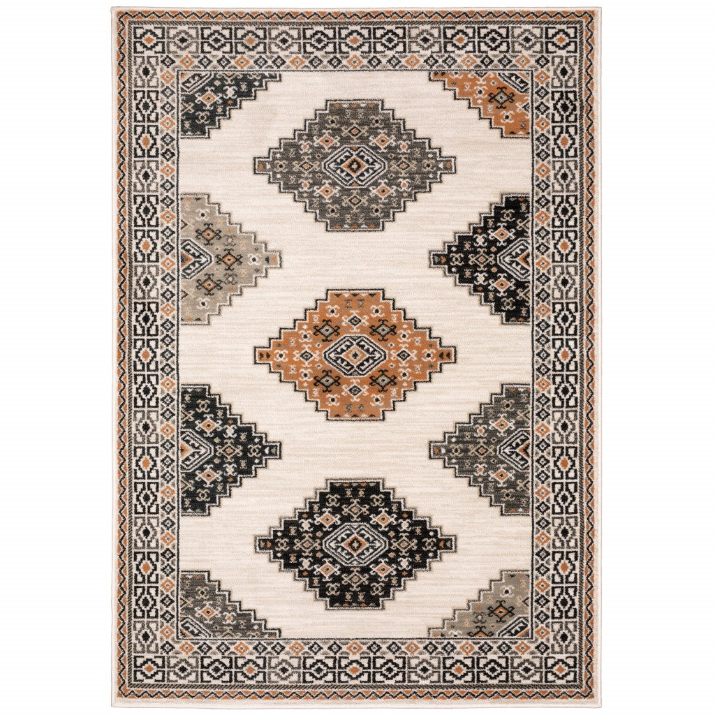 HomeRoots 10' x 13' Abstract Ivory and Gray Geometric Indoor Area Rug
