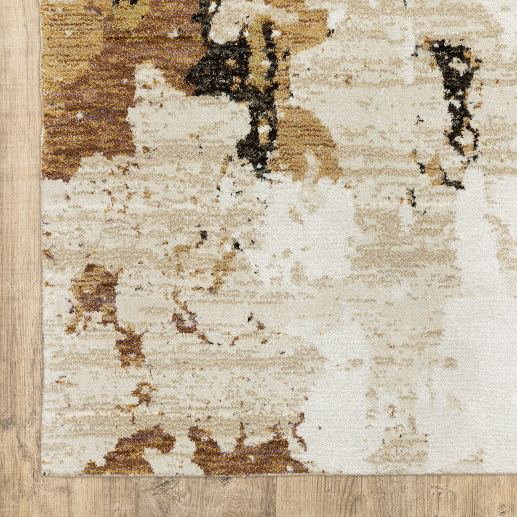 HomeRoots 10' x 13' Abstract Weathered Beige and Gray Indoor Area Rug