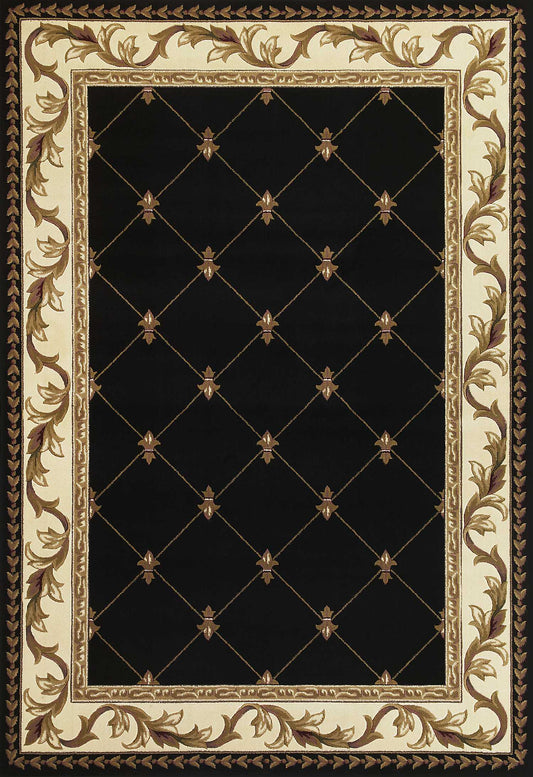 HomeRoots 10' x 13' Black Machine Woven Fleur De Lis Indoor Area Rug