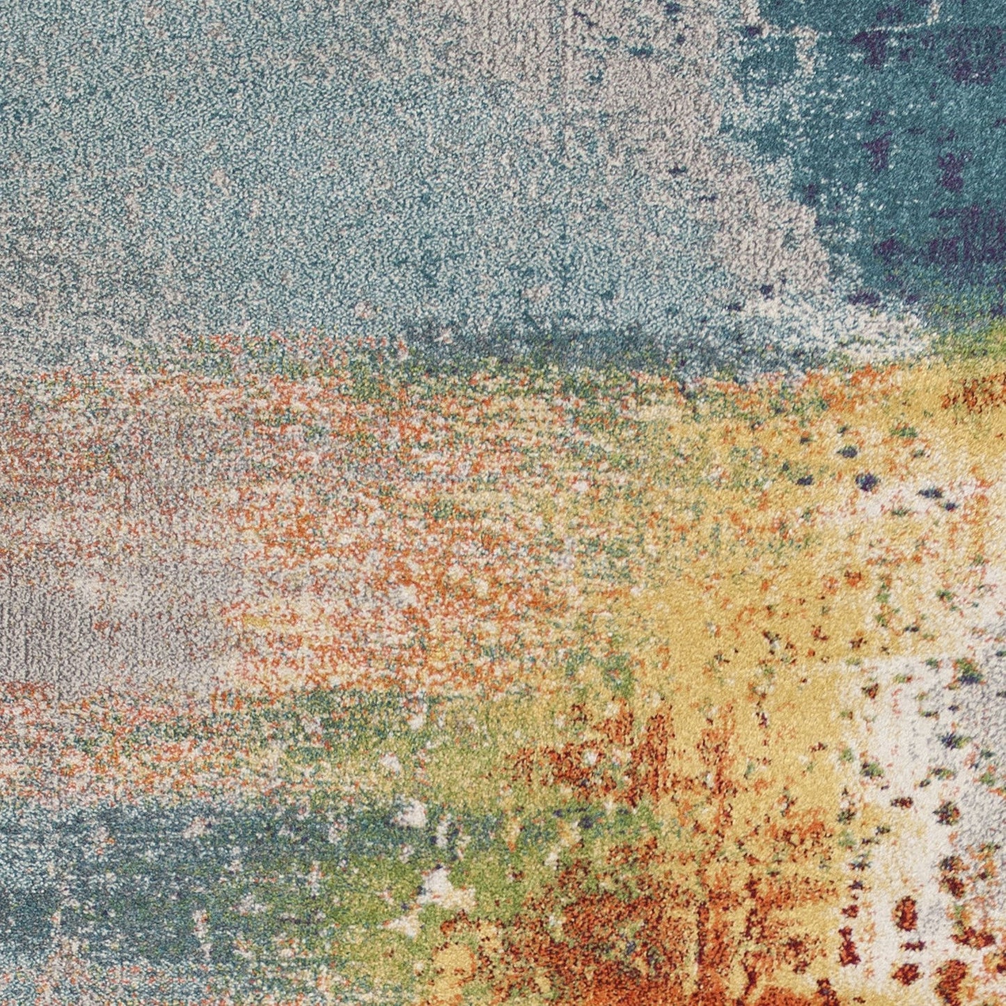 HomeRoots 10' x 13' Blue Rust Orange Machine Woven Abstract Brushstrokes Indoor Area Rug